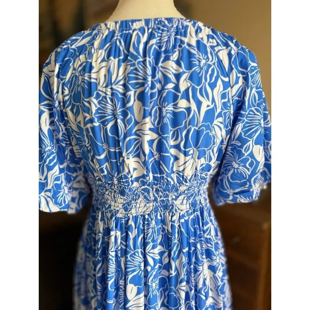 NWT Chic Blue Floral Maxi Dress - Picture 6 of 11